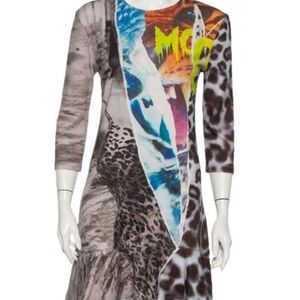 Alexander Mcqueen Multicolor Graphic Long Sleeve Dress